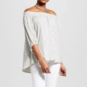 Knox Rose Grey Striped Off Shoulder Top